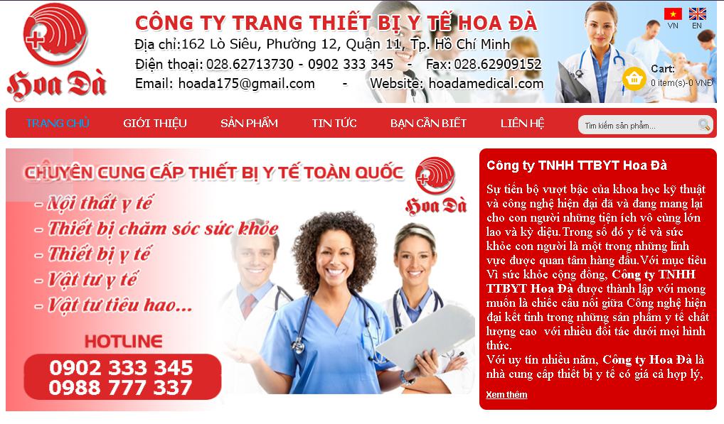Website TNHH thiết bị y tế Hoa Đà