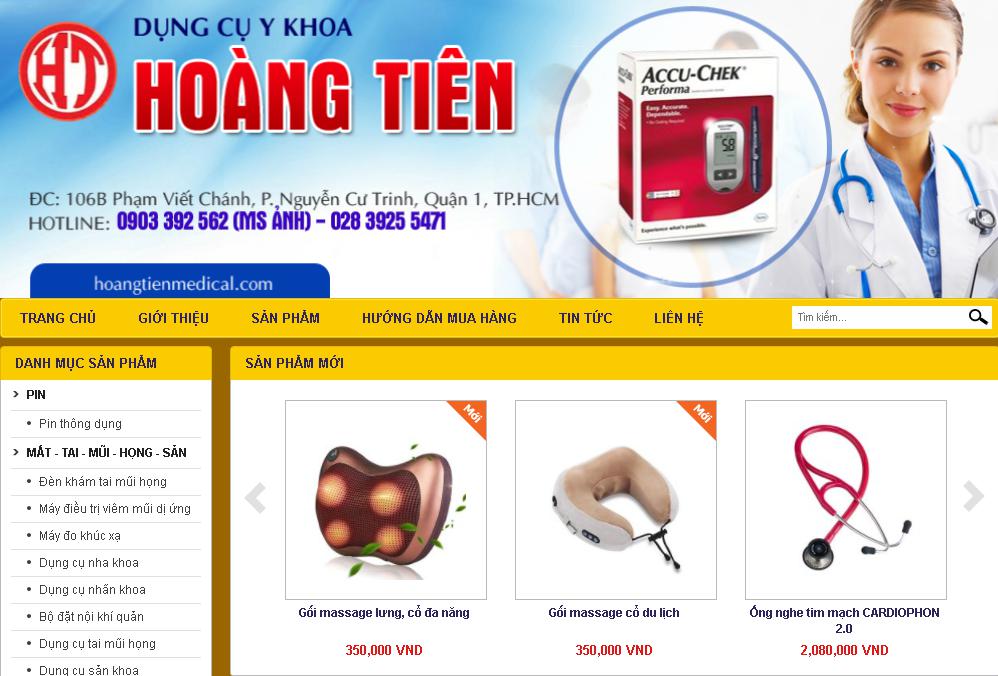 Trang web cửa hàng dụng cụ y tế Hoàng Tiền