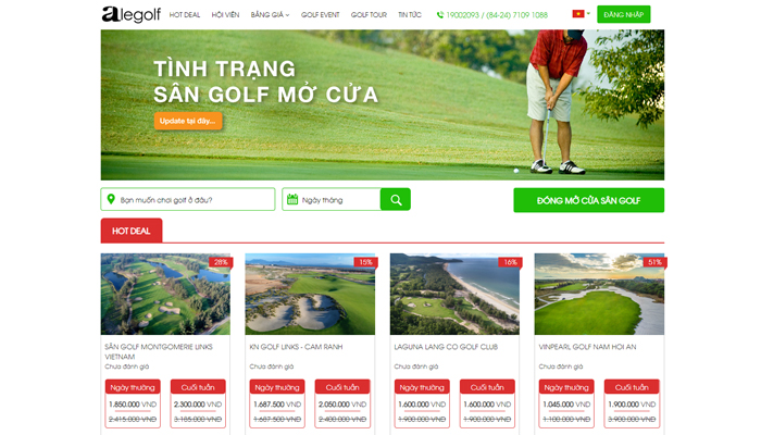 Trang booking sân golf - Alegolf.com